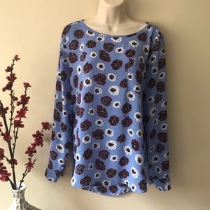 Ann Taylor Loft shirt poppy floral blue medium